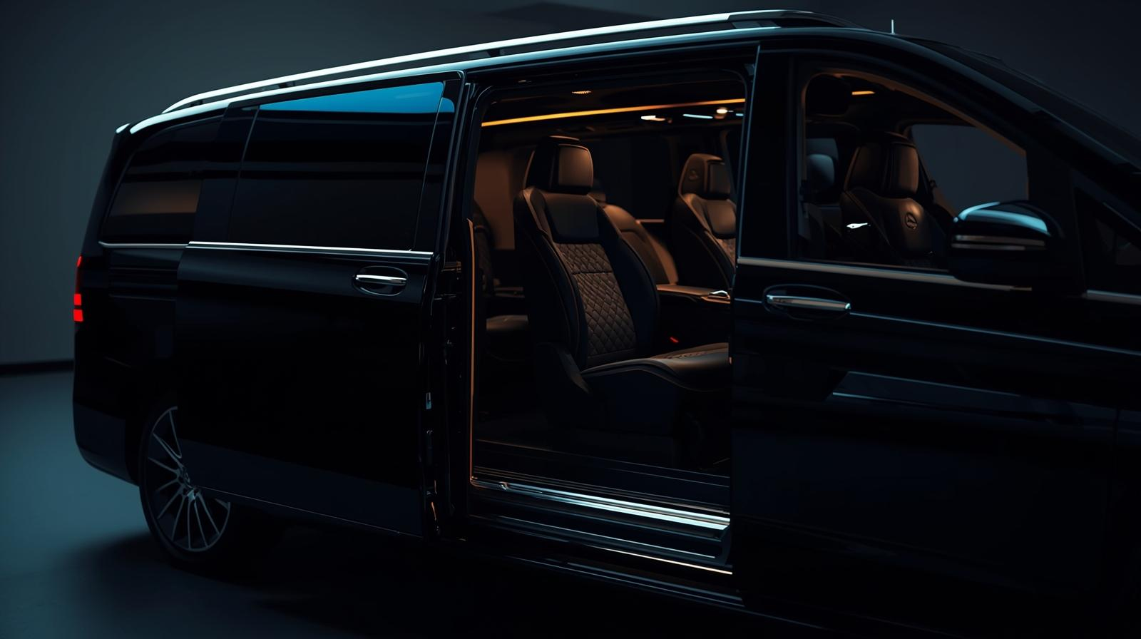 Interior of a luxury Mercedes chauffeur vehicle