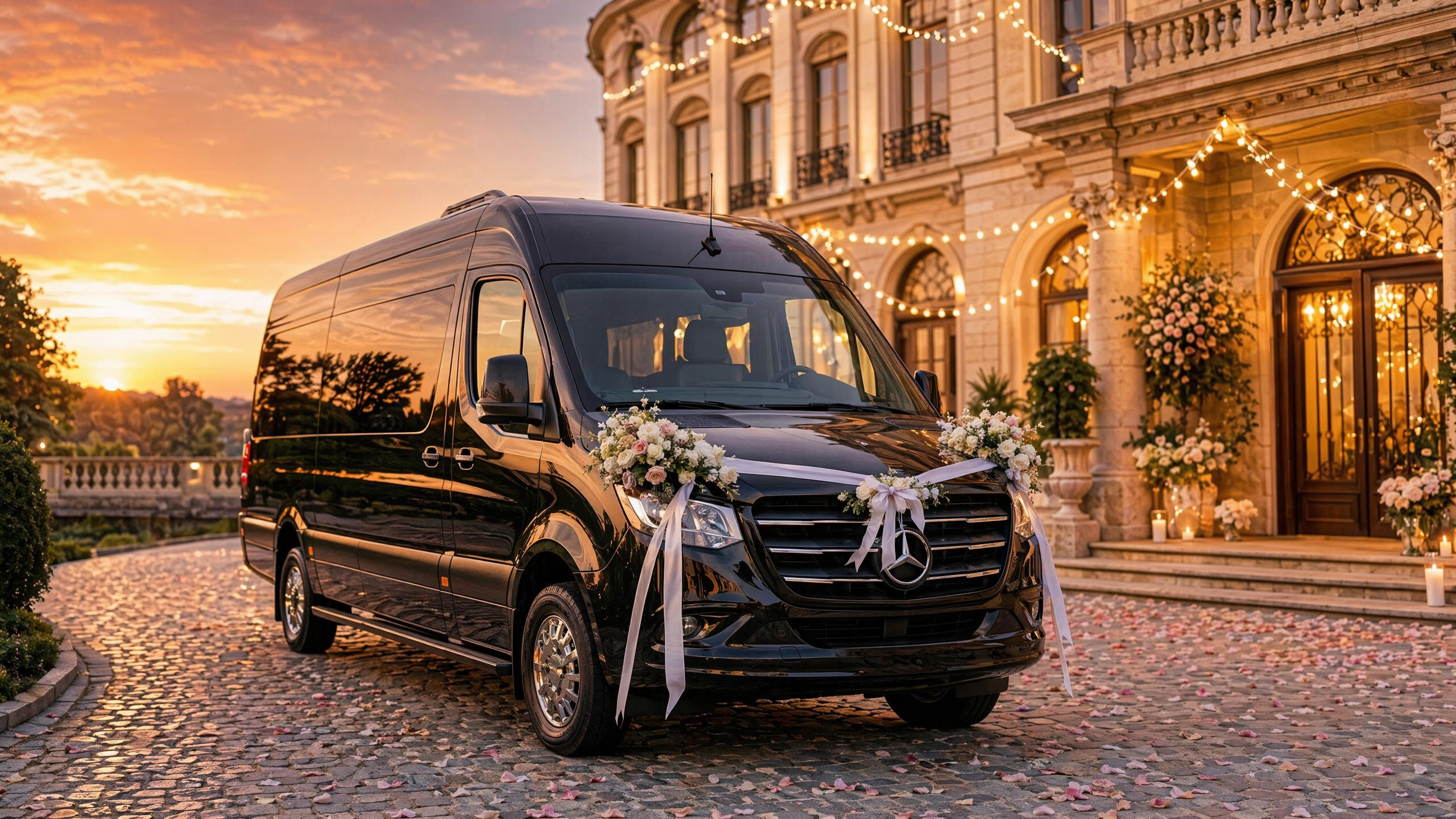 Wedding car at Scottish castle